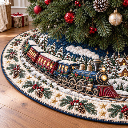 Merry Locomotive Christmas Quilted Tree Skirt NCU0NTD2263