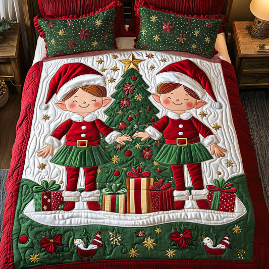 Merry Magic Helpers 3-Piece Quilted Bedding Set NCU0DK2263