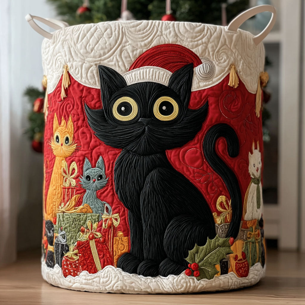 Vintage Meow Padded Laundry Basket