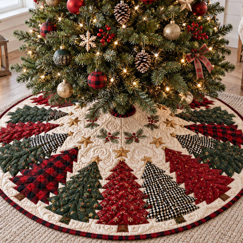 Merry Pine Christmas Quilted Tree Skirt NCU0NTD2296