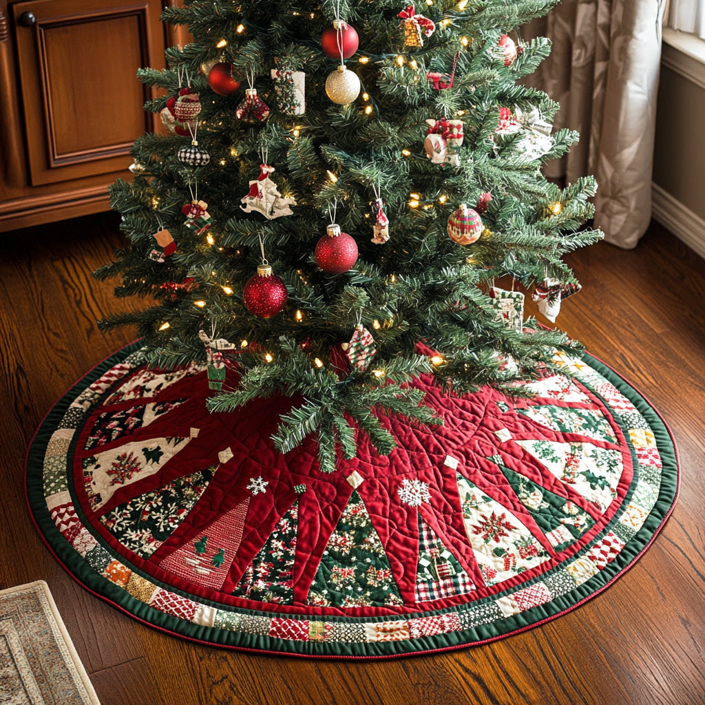 Merry Pines Christmas Quilted Tree Skirt NCU0NTD1217