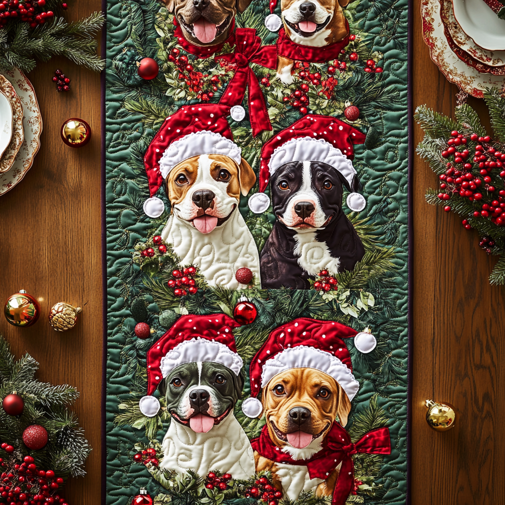 Merry Pitbull Quilted Table Runner NCU0DDK1526