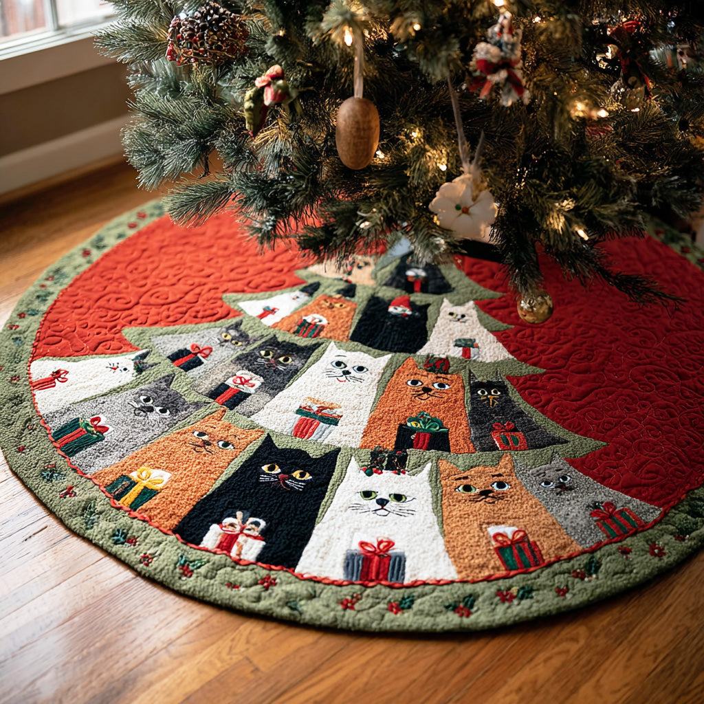 Merry Pounce Christmas Quilted Tree Skirt NCU0NTD1168