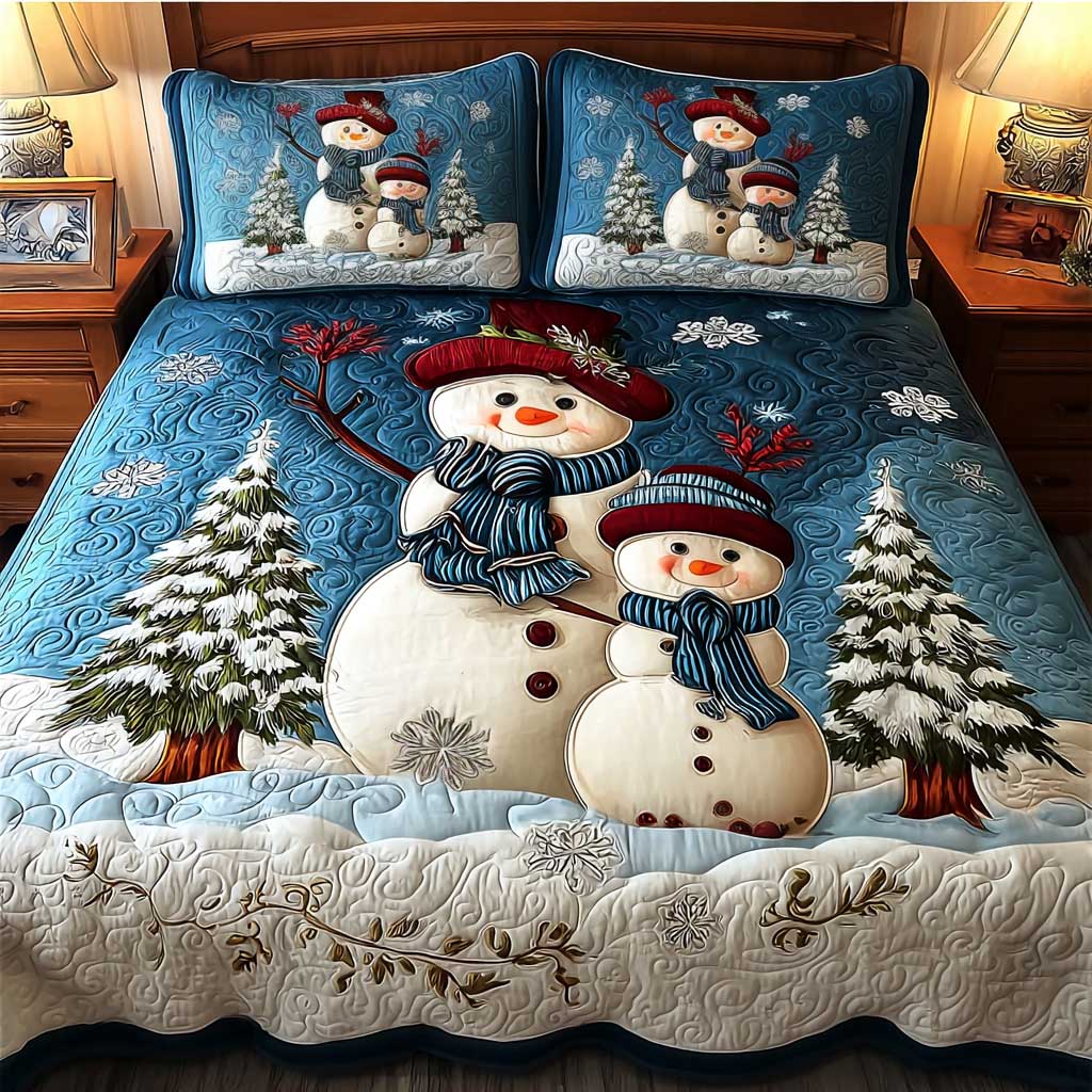 Merry Snowman 3-Piece Quilted Bedding Set NCU0HTT143