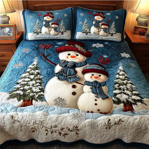 Merry Snowman 3-Piece Quilted Bedding Set NCU0HTT143