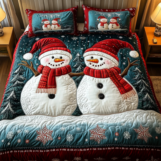 Merry Snowmen 3-Piece Quilted Bedding Set NCU0VH695