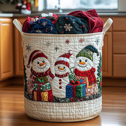Merry Snowmen Quilted Laundry Basket NCU0DQQ009