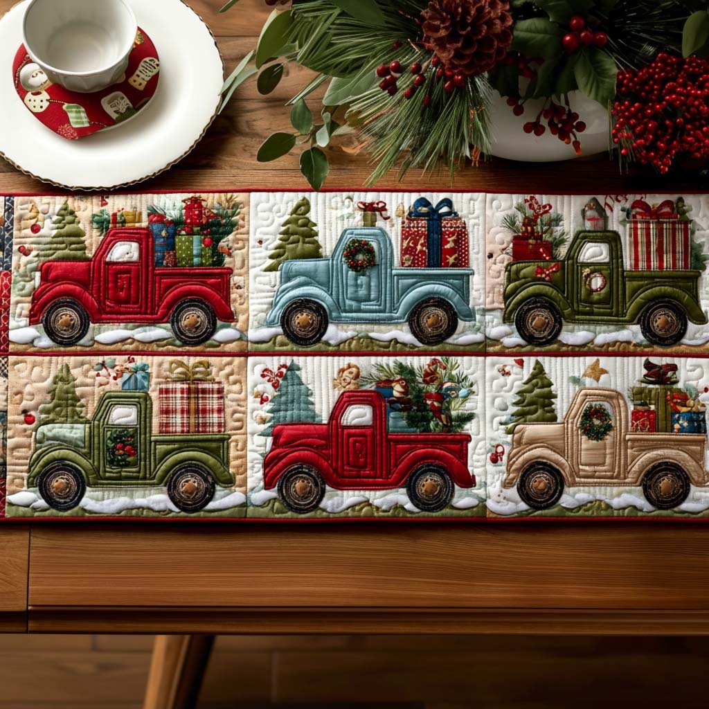 Merry Trucks Quilted Table Runner NCU0NNT1786