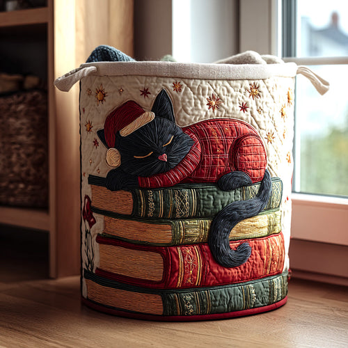 Merry Whiskers Quilted Laundry Basket NCU0PVL694