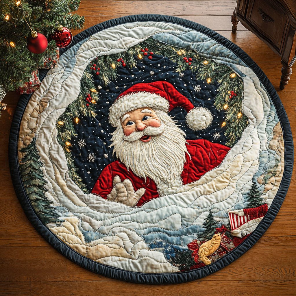 Merry and Bright Quilted Round Mat NCU0PD853
