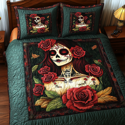 Mexican Heritage Skull 3-Piece Quilted Bedding Set NCU0TL1922