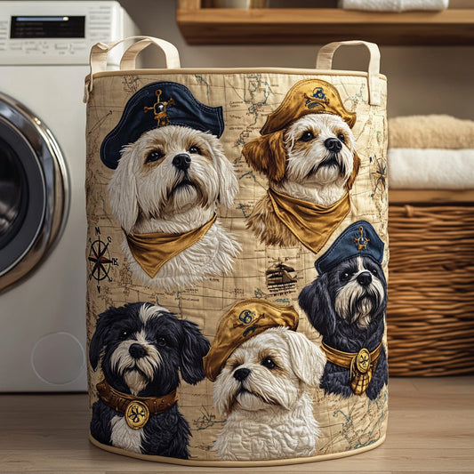 Midnight Anchor Maltese Quilted Laundry Basket NCU0LDH236