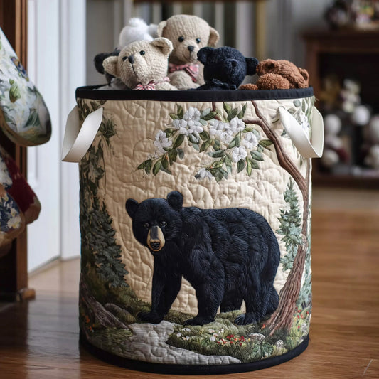 Midnight Bear Quilted Laundry Basket NCU0DV788