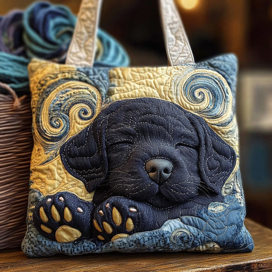 Midnight Black Labrador Dream Quilted Tote Bag NCU0LDH101