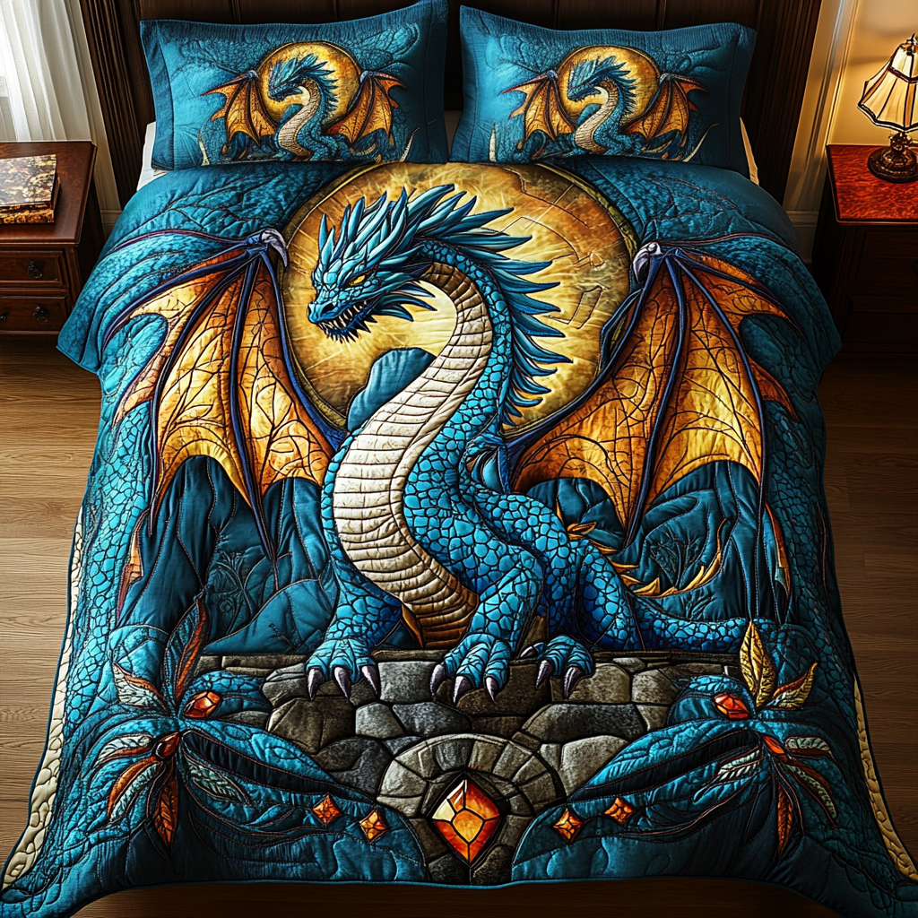 Midnight Blaze 3-Piece Quilted Bedding Set NCU0VH736