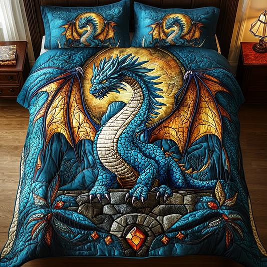 Midnight Blaze 3-Piece Quilted Bedding Set NCU0VH736