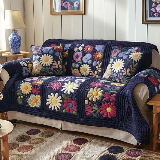 Midnight Bloom Garden Quilted Sofa Cover NCU0DQQ0456