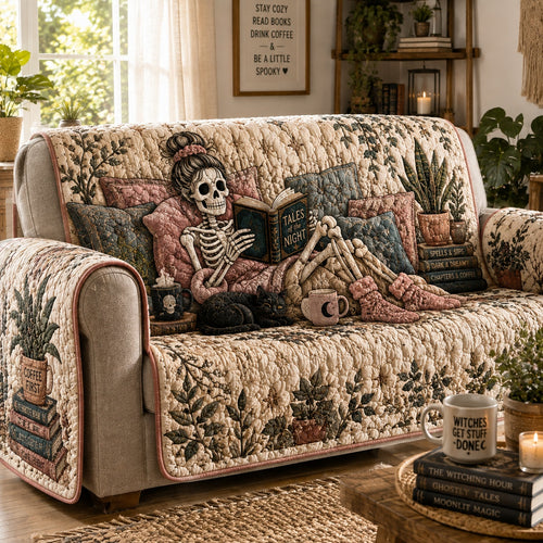 Midnight Botanical Slumber Quilted Sofa Cover NCU0PVL1051