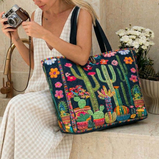 Midnight Cactus Quilted Classic Tote Bag NCU0NNT3156
