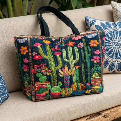 Midnight Cactus Quilted Classic Tote Bag NCU0NNT3156