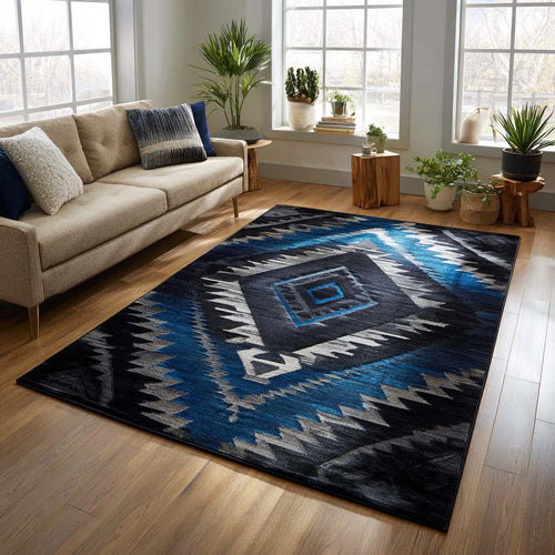 Midnight Canyon Diamond Area Rug NCU0NXD1374