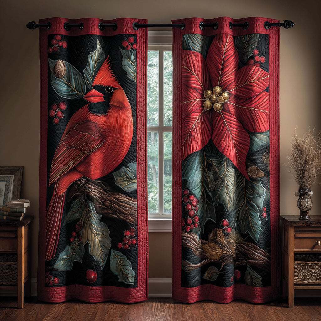 Midnight Cardinal Quilted Curtains NCU0HNH577