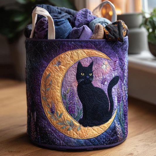 Midnight Cat Quilted Laundry Basket NCU0DV1703