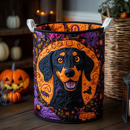 Midnight Doberman Quilted Laundry Basket NCU0NXD305