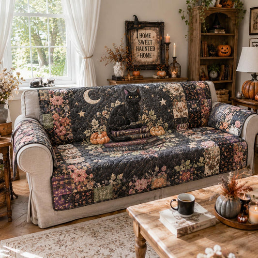 Midnight Familiar Garden Quilted Sofa Cover NCU0DV2378