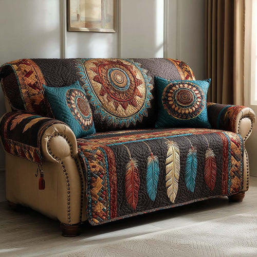 Midnight Feathers Quilted Sofa Cover NCU0NNL229