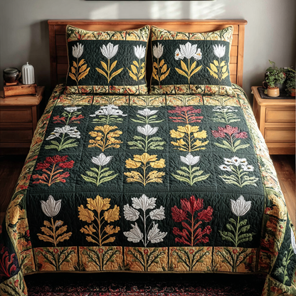 Midnight Flora 3-Piece Quilted Bedding Set NCU0DDK471