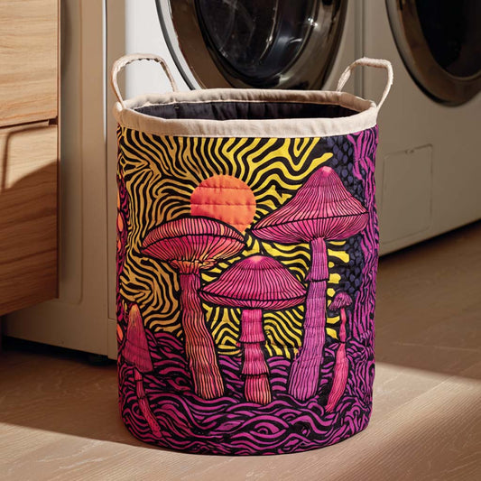 Midnight Floral Mushrooms Quilted Laundry Basket NCU0NXD1057