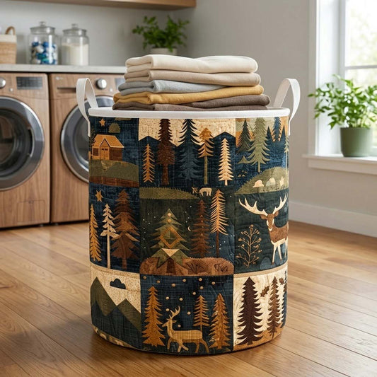 Midnight Forest Quilted Laundry Basket NCU0DQQ0791