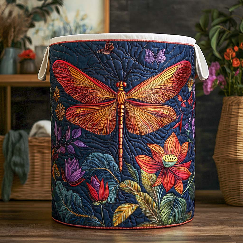 Midnight Garden Dragonfly Quilted Laundry Basket NCU0NXD813