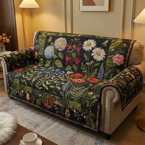 Midnight Gardening Quilted Sofa Cover NCU0HNH965