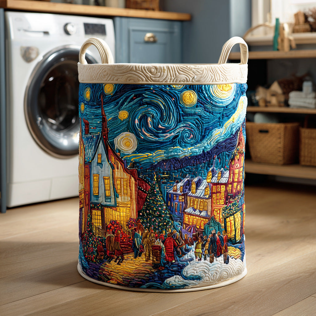 Midnight Holiday Spiral Quilted Laundry Basket NCU0NTD1115