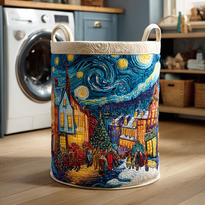 Midnight Holiday Spiral Quilted Laundry Basket NCU0NTD1115