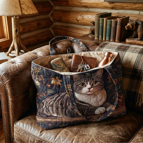 Midnight Library Cat Quilted Classic Tote Bag SN0PT033