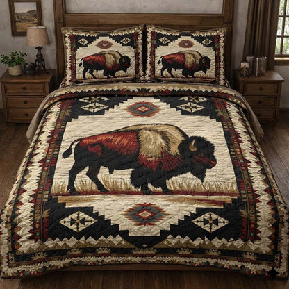 Midnight Lodge Bison 3-Piece Quilted Bedding Set NCU0DQQ0482