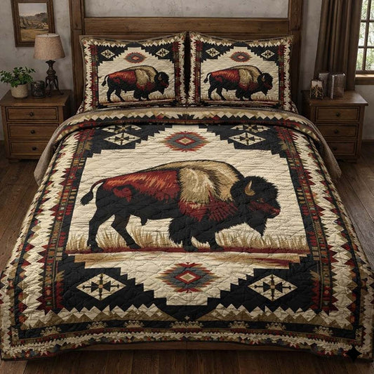 Midnight Lodge Bison 3-Piece Quilted Bedding Set NCU0DQQ0482