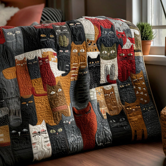 Midnight Meow Collage Quilted Blanket NCU0PTT2976