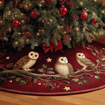 Midnight Owl Christmas Quilted Tree Skirt NCU0DDK1856