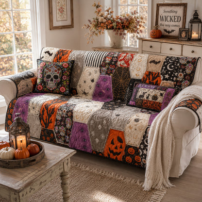 Midnight Patchwork Quilted Sofa Cover NCU0DV2366