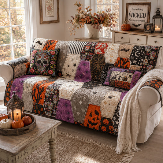 Midnight Patchwork Quilted Sofa Cover NCU0DV2366