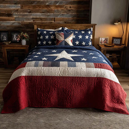 Midnight Patriot 3-Piece Quilted Bedding Set NCU0DQQ0294