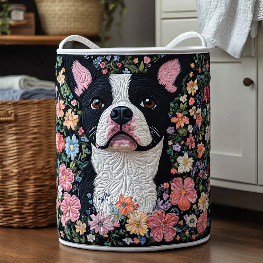 Midnight Petal Paws Quilted Laundry Basket NCU0NXD636