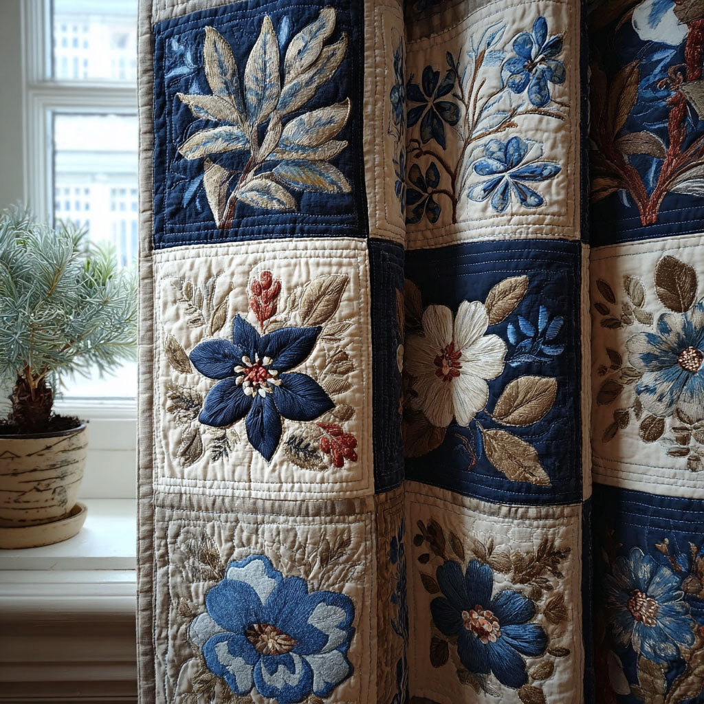 Midnight Petal Quilted Curtains NCU0PTT2108