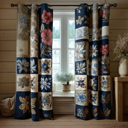 Midnight Petal Quilted Curtains NCU0PTT2108