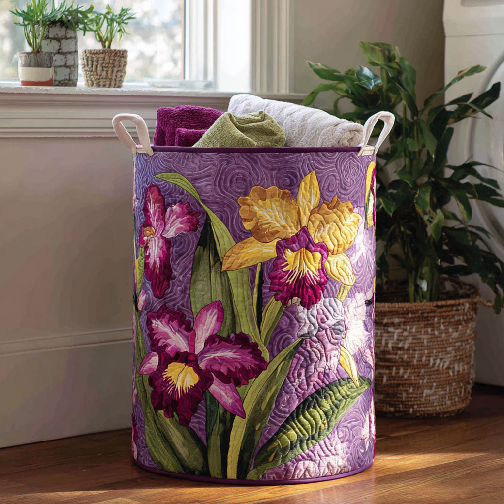 Midnight Petals Quilted Laundry Basket NCU0PTT933