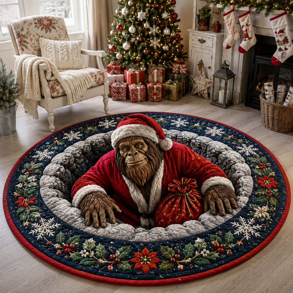Midnight Poinsettia Bigfoot Quilted Round Mat NCU0HNH1268